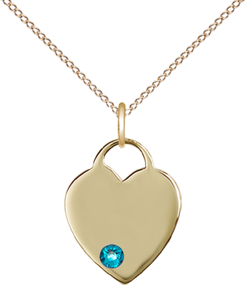 14kt Gold Filled Heart Pendant with a 3mm Zircon Swarovski stone on a 18 inch Gold Filled Light Curb chain