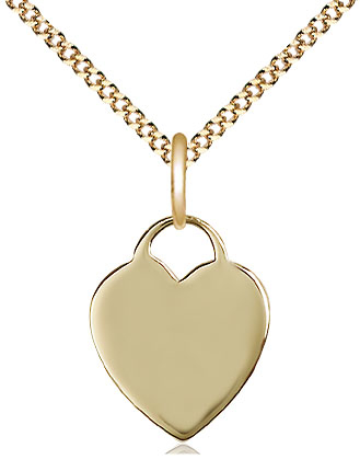 14kt Gold Filled Heart Pendant on a 18 inch Gold Plate Light Curb chain