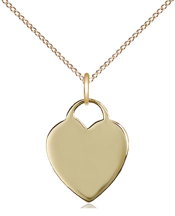 14kt Gold Filled Heart Pendant on a 18 inch Gold Filled Light Curb chain