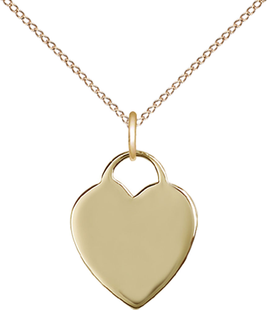 14kt Gold Filled Heart Pendant on a 18 inch Gold Filled Light Curb chain