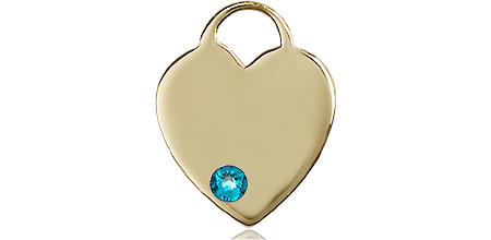 14kt Gold Heart Medal with a 3mm Zircon Swarovski stone