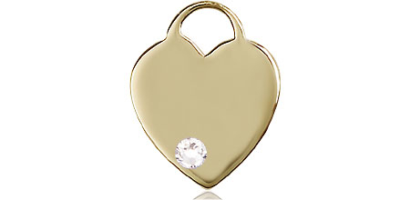 14kt Gold Heart Medal with a 3mm Crystal Swarovski stone