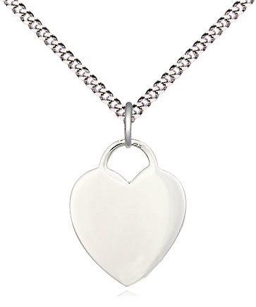 Sterling Silver Heart Pendant on a 18 inch Light Rhodium Light Curb chain
