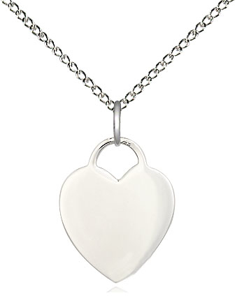 Sterling Silver Heart Pendant on a 18 inch Sterling Silver Light Curb chain