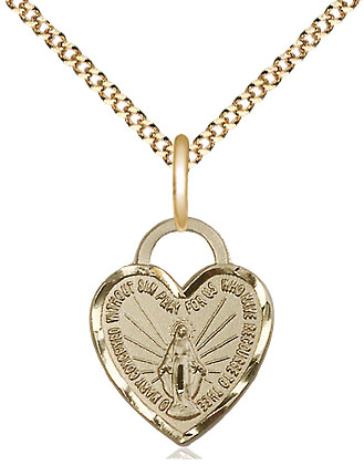 14kt Gold Filled Miraculous Heart Pendant on a 18 inch Gold Plate Light Curb chain