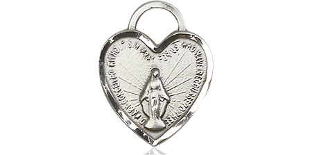 Sterling Silver Miraculous Heart Medal