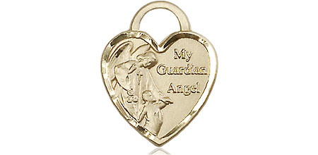 14kt Gold Filled Guardian Angel Heart Medal