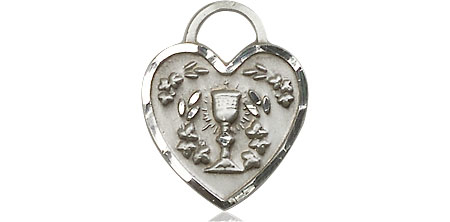 Sterling Silver Communion Heart Medal