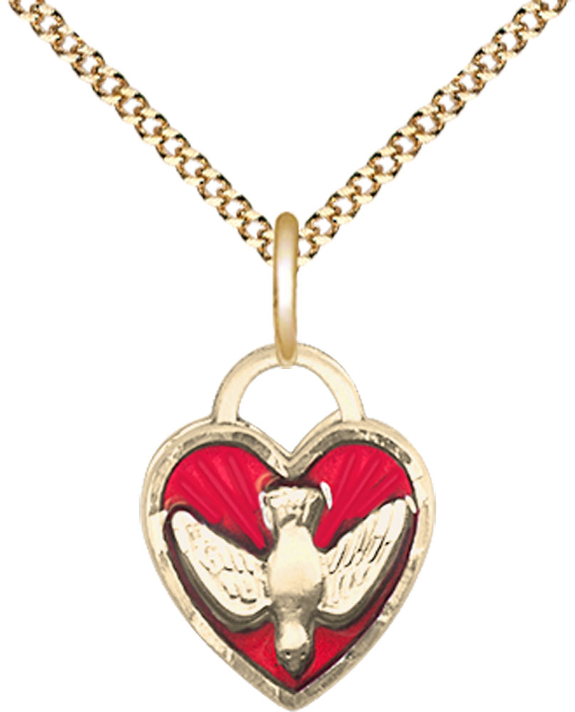 14kt Gold Filled Confirmation Pendant on a 18 inch Gold Plate Light Curb chain