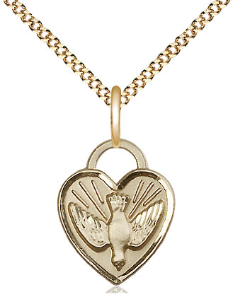 14kt Gold Filled Confirmation Heart Pendant on a 18 inch Gold Plate Light Curb chain