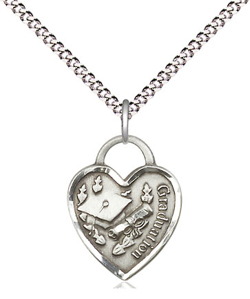 Sterling Silver Graduation Heart Pendant on a 18 inch Light Rhodium Light Curb chain