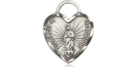 Sterling Silver Our Lady of Guadalupe Heart Medal