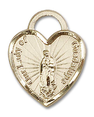 14kt Gold Filled Our Lady of Guadalupe Heart Medal