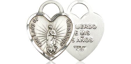 Sterling Silver Our Lady of Guadalupe Heart Medal