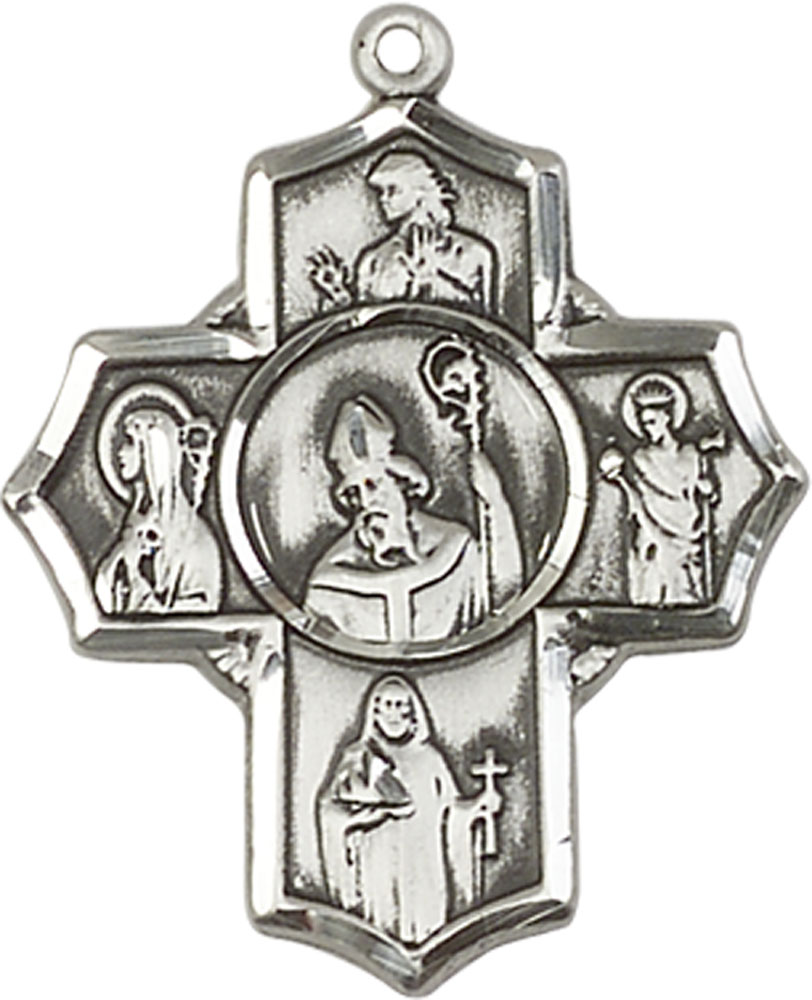 Sterling Silver Irish 5-Way Medal