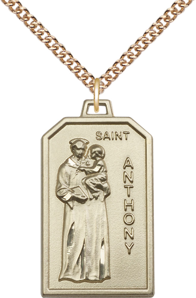 14kt Gold Filled Saint Anthony Pendant on a 24 inch Gold Filled Heavy Curb chain