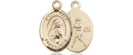 14kt Gold Saint Rita Baseball Medal