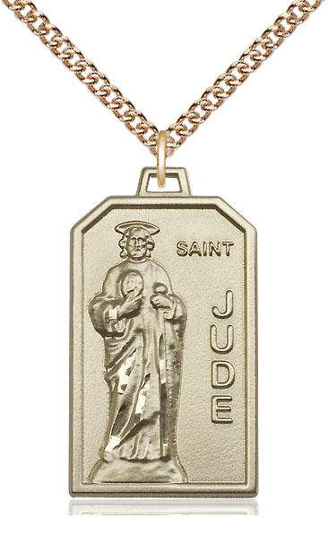 14kt Gold Filled Saint Jude Pendant on a 24 inch Gold Filled Heavy Curb chain