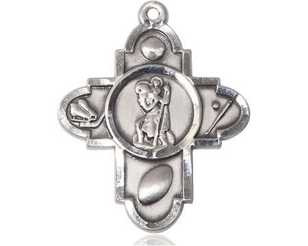 Sterling Silver Saint Christopher 5-Way Medal