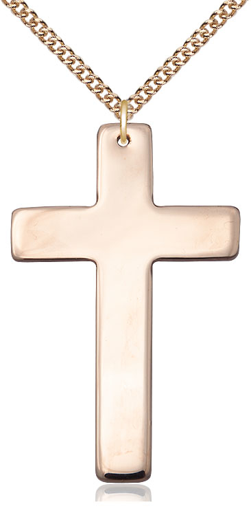 14kt Gold Filled Cross Pendant on a 24 inch Gold Filled Heavy Curb chain