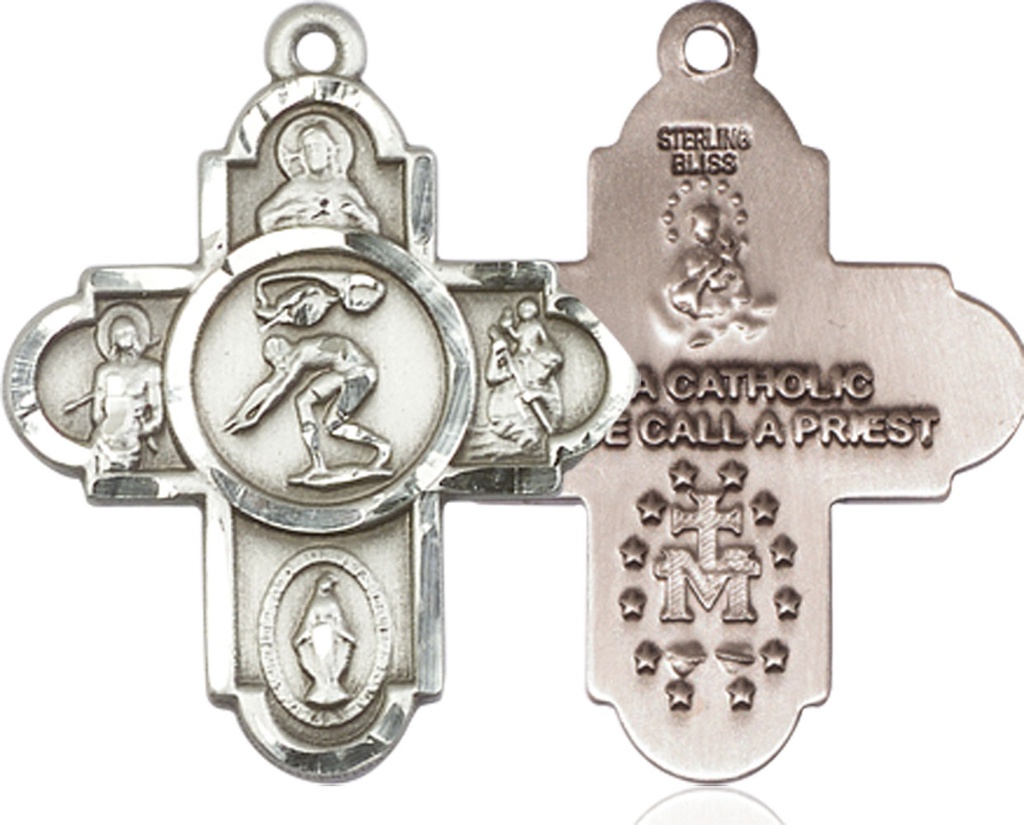 Sterling Silver 5-Way Swimming Medal