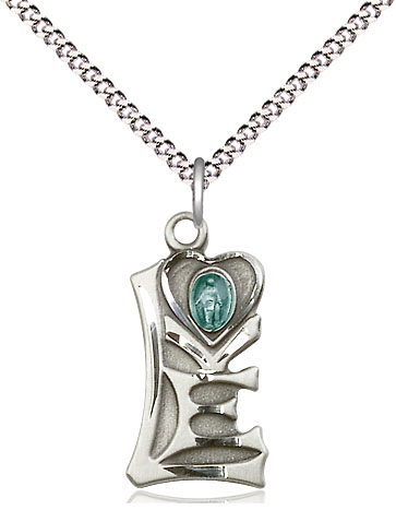 Sterling Silver Miraculous Pendant on a 18 inch Light Rhodium Light Curb chain