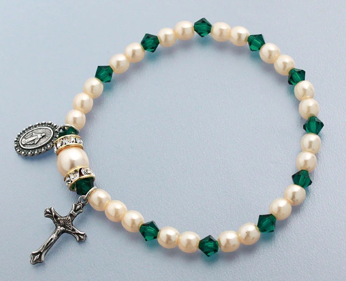 Rosary Bracelet Stretch Emerald