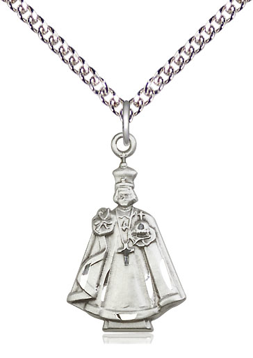 Sterling Silver Infant Figure Pendant on a 24 inch Sterling Silver Heavy Curb chain