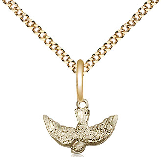 14kt Gold Filled Holy Spirit Pendant on a 18 inch Gold Plate Light Curb chain