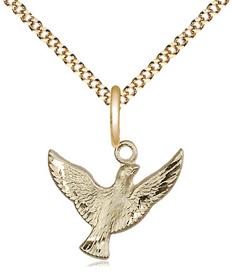 14kt Gold Filled Holy Spirit Pendant on a 18 inch Gold Plate Light Curb chain