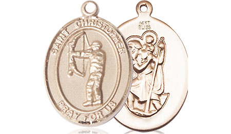 14kt Gold Saint Christopher Archery Medal