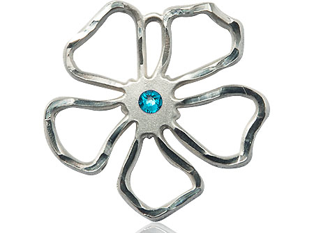 Sterling Silver Five Petal Flower Medal with a 3mm Zircon Swarovski stone