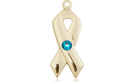 14kt Gold Filled Cancer Awareness Medal with a 3mm Zircon Swarovski stone