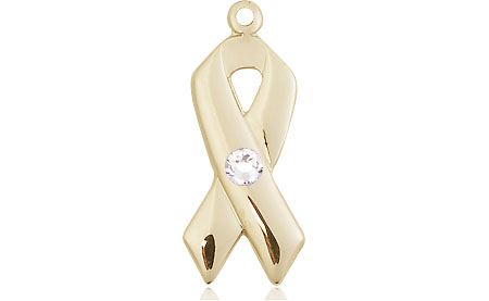 14kt Gold Filled Cancer Awareness Medal with a 3mm Crystal Swarovski stone