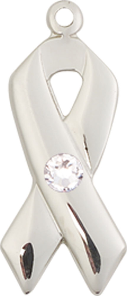 Sterling Silver Cancer Awareness Medal with a 3mm Crystal Swarovski stone
