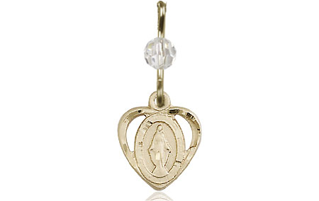 14kt Gold Filled Miraculous Medal with a Crystal bead