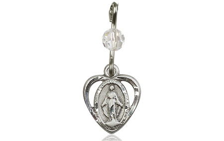 Sterling Silver Miraculous Medal with a Crystal bead