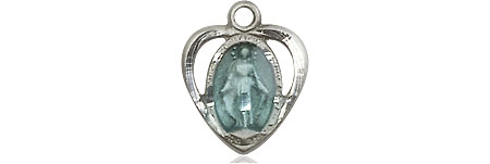 Sterling Silver Miraculous Heart w/Epoxy Medal - With Box