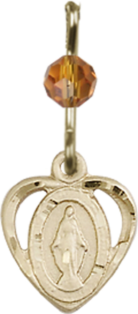 14kt Gold Filled Miraculous Medal with a Topaz bead