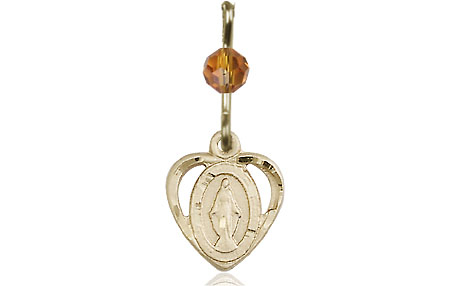 14kt Gold Filled Miraculous Medal with a Topaz bead