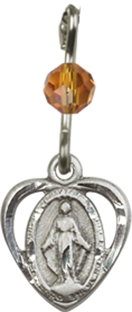 Sterling Silver Miraculous Medal with a Topaz bead