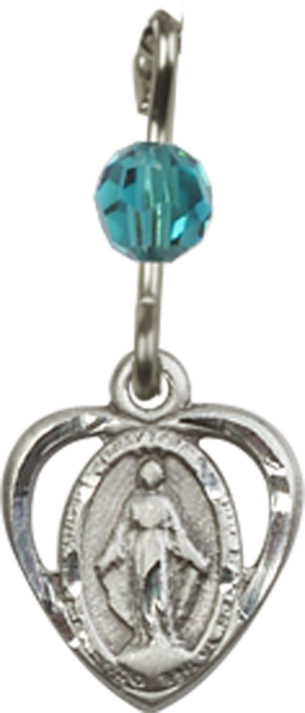 Sterling Silver Miraculous Medal with a Zircon bead