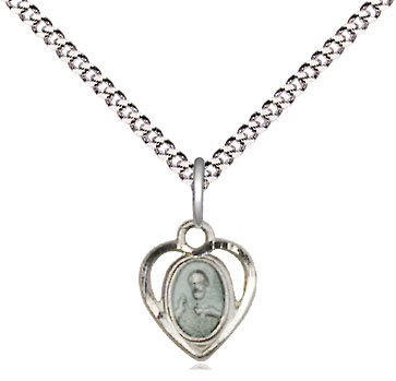 Sterling Silver Scapular Pendant on a 18 inch Light Rhodium Light Curb chain