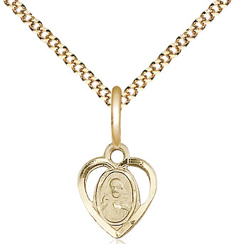 14kt Gold Filled Scapular Pendant on a 18 inch Gold Plate Light Curb chain