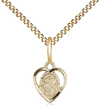 14kt Gold Filled Saint Christopher Pendant on a 18 inch Gold Plate Light Curb chain