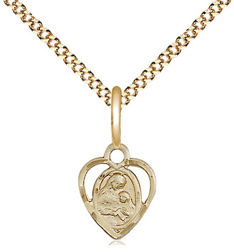 14kt Gold Filled Saint Ann Pendant on a 18 inch Gold Plate Light Curb chain