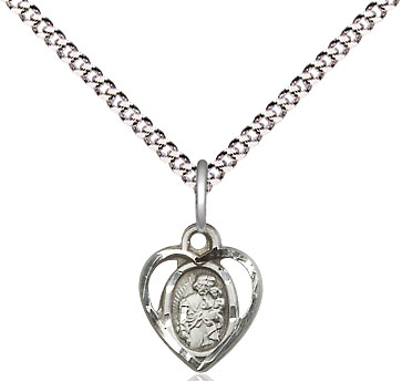 Sterling Silver Saint Joseph Pendant on a 18 inch Light Rhodium Light Curb chain