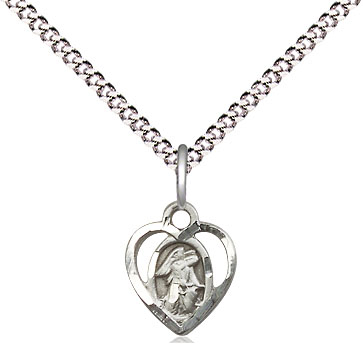 Sterling Silver Guardian Angel Pendant on a 18 inch Light Rhodium Light Curb chain