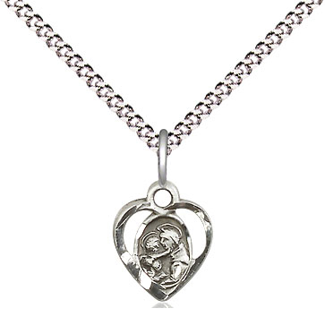 Sterling Silver Saint Anthony of Padua Pendant on a 18 inch Light Rhodium Light Curb chain