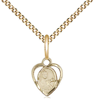 14kt Gold Filled Saint Theresa Pendant on a 18 inch Gold Plate Light Curb chain